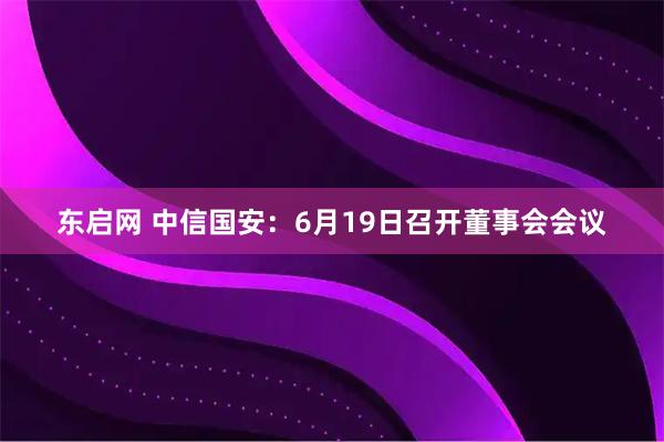 东启网 中信国安：6月19日召开董事会会议